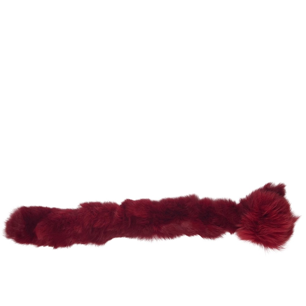 Red Rabbit and Fox Fur Neck Warmer Pom-Pom Detail Pull-Through Neck Warmer Scarf